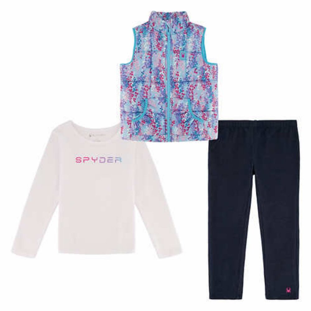 NWT Spyder Kids' 3-piece Vest Set-Light Blue Confetti 3T